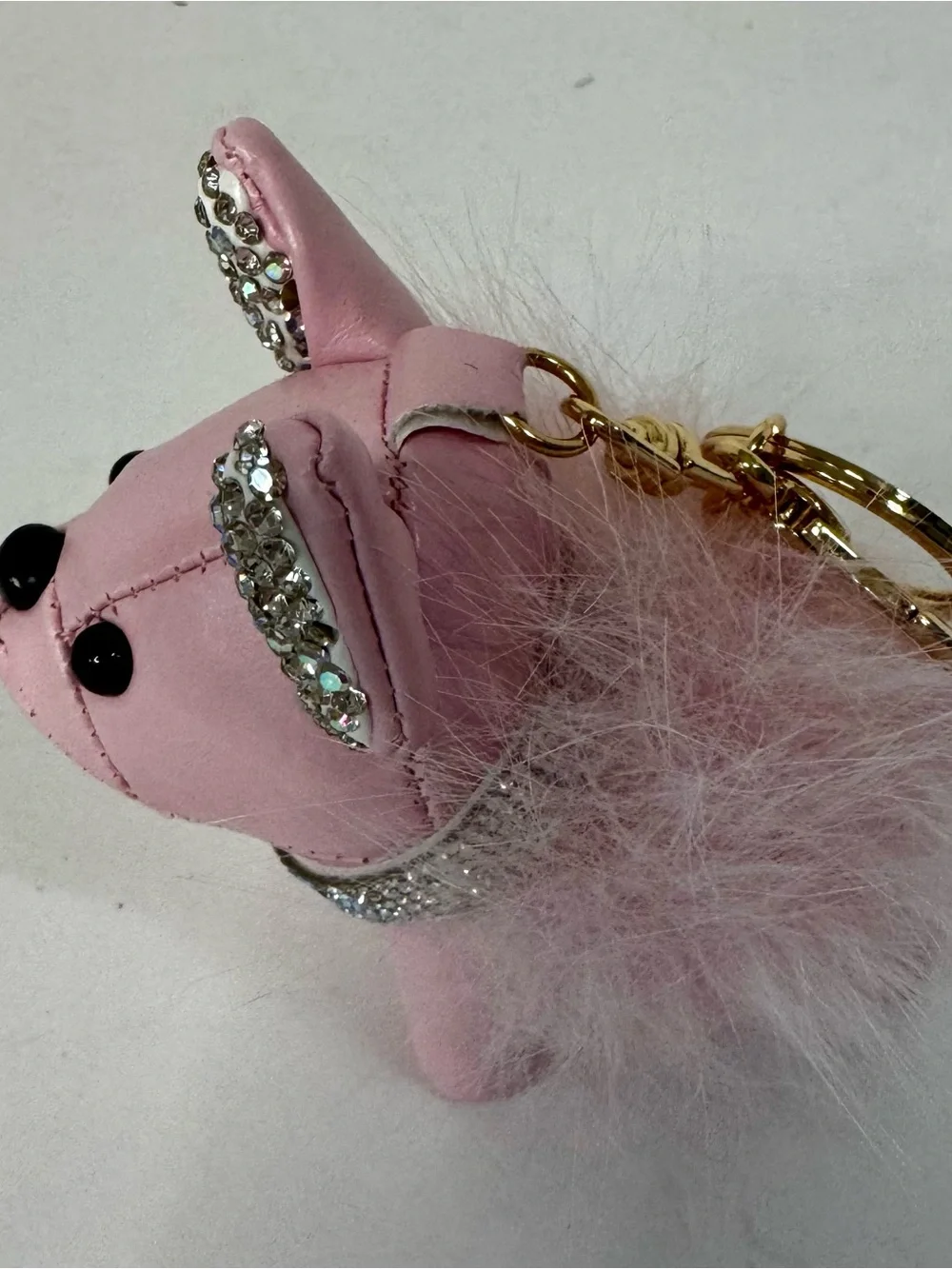 Natasha Pink Rhinestone Ear Puppy Charm